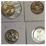 1972 Clad Washington Proof Quarters and 1973, 1974, 1977-S Clad Washington Proof Quarters.
