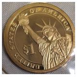 2000-S Proof Clad Dollar, 2007-S Thomas Jefferson, 2007-S James Adams, and 2011-S Andrew Johnson Clad Dollars