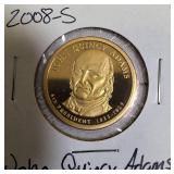 Four 2008 - S Clad Dollar Coins  featuring Jackson ,Martin Van Buren, John Quincy Adams & James Monroe