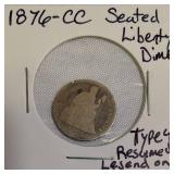 1876-CC Seated Liberty Dime.