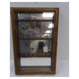 Souvenir Spoon Display Cabinet. Glass Mirrored. 18.5"x12"x2"