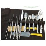 Crystal Punch Bowls, Serving Bowls, Platters, and Silverware Set