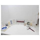 Vintage Ceramic Vases, Oil Lamp Chimneys, Glass Oil Lamp, Metal Decor, Candles and more