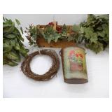 Decorative Baskets, Artificial Plants, Metal Wastebasket/letter basket