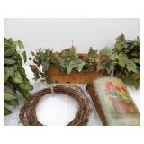 Decorative Baskets, Artificial Plants, Metal Wastebasket/letter basket