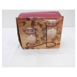 Wrought Iron & Glass Candleholders (NEW IN BOX)