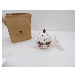 Home Interiors Americana Ceramic Teapot Candle Holder/Shade (NEW IN BOX)