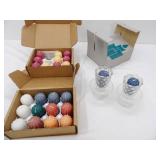 Pair of PartyLite Quilted Crystal Votive-Candle Holders & 2 Boxes of Home Interiors Votive Candles (NEW in box)