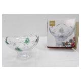 Mikasa Crystal "Christmas Night Green" Footed Bowl