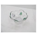 Mikasa Crystal "Christmas Night Green" Footed Bowl