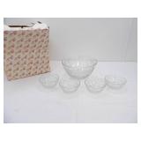 Princess House Fantasia Crystal Salad Bowl Set w/Embossed Floral Design