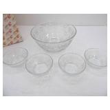 Princess House Fantasia Crystal Salad Bowl Set w/Embossed Floral Design