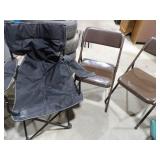 2 Brown Folding Chairs & 3 Camp Chairs