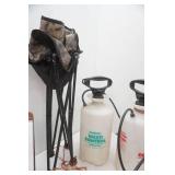 Hunting Bucket with Padded Seat, 2 Camp Chairs, 3 garden sprayers, 1 rifle cleaning tool