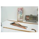 North Winds snow goose Decoys, Arwin heater, Cane, Bow, Bow saw ,Hand saw