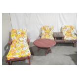 Vintage Wooden Patio Set with Cushions