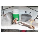 Large Farm Mailbox, Metal Tool Box with Tools, Vintage Hand Saws, Circular Saw, 5 gallon buckets