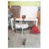 Weed Trimmer, Leaf Rakes, Square shovel , lawn Ornament