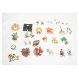 Jewelry Lot: Christmas Brooches & Earrings