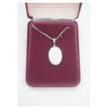 Jewelry Lot: Large Oval Opal 925 Pendant Necklace