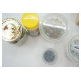 Small Wood Crate with Glass & Stone Beads (sorted, some labeled) Jasper, Black Onyx, White Howlite