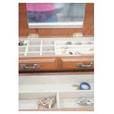 Wooden Jewelry Box and Jewelry