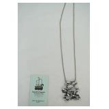 Jewelry Lot: Vintage Tapani Vanhatalo Silver-Plated Pewter Brutalist Necklace. Made in Finland