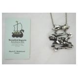 Jewelry Lot: Vintage Tapani Vanhatalo Silver-Plated Pewter Brutalist Necklace. Made in Finland