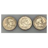 1979 D, 1999 D & P Susan B Anthony One Dollar Coins