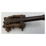 EST. $125.00-$225.00 Miniature Cast Iron Black Powder Signal Cannon (Missing Wheels) 7 1/2"