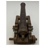 EST. $125.00-$225.00 Miniature Cast Iron Black Powder Signal Cannon (Missing Wheels) 7 1/2"