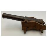 EST. $125.00-$225.00 Miniature Cast Iron Black Powder Signal Cannon (Missing Wheels) 7 1/2"