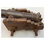 EST. $125.00-$225.00 Miniature Cast Iron Black Powder Signal Cannon (Missing Wheels) 7 1/2"