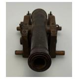 EST. $125.00-$225.00 Miniature Cast Iron Black Powder Signal Cannon (Missing Wheels) 7 1/2"
