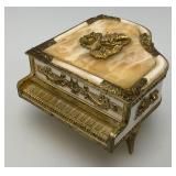 Vintage Ornate Thorens Brass Marble Top Miniature Grand Piano Music Box Plays "Lara