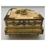 Vintage Ornate Thorens Brass Marble Top Miniature Grand Piano Music Box Plays "Lara
