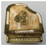 Vintage Ornate Thorens Brass Marble Top Miniature Grand Piano Music Box Plays "Lara