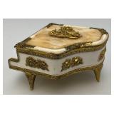 Vintage Ornate Thorens Brass Marble Top Miniature Grand Piano Music Box Plays "Lara