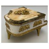 Vintage Ornate Thorens Brass Marble Top Miniature Grand Piano Music Box Plays "Lara