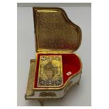 Vintage Ornate Thorens Brass Marble Top Miniature Grand Piano Music Box Plays "Lara