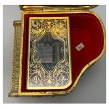 Vintage Ornate Thorens Brass Marble Top Miniature Grand Piano Music Box Plays "Lara