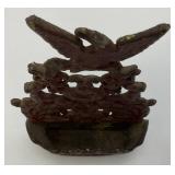 Vintage Ornate Casty Iron Wall Hanging Letter Holder And Cast Iron Acorn Paperweight