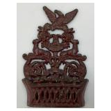 Vintage Ornate Casty Iron Wall Hanging Letter Holder And Cast Iron Acorn Paperweight