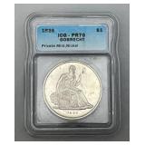 1836 $1  ICG-PR70 Gobretch Private Mint Nickel Sealed In Case