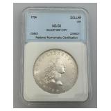 1794 Dollar MS-68 Gallery Mint COPY National Numismatic Certification Sealed In Case