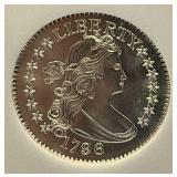 1796 25 Cents  1C MS-69  Gallery Mint COPY National Numismatic Certification Sealed In Case