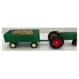 Collectible Die Cast Row Crop 70 Tractor With Plastic Hay Wagon, Plow & Hay Bale
