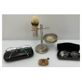 Misc.Collectibles Including 1/10 12K Gold Filled Glasses, Antique Shaving Stand With Horse Hair Brush And More