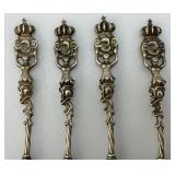 Antique 800 Silver?  Georgian Heraldic Forks Set Of Four 110.89 Grams