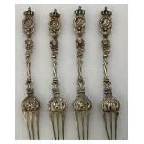 Antique 800 Silver?  Georgian Heraldic Forks Set Of Four 110.89 Grams